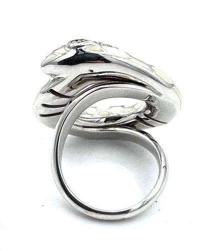 Bague 54 Bague serpent en or jaune 18 carats, laque et diamants 0,60 ct 58 Facettes 250267