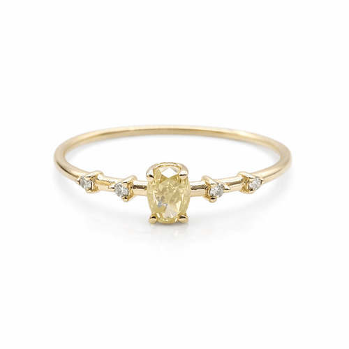 Bague 56 Bague solitaire en or jaune 18 carats et diamants fancy 58 Facettes Bague or et diamants fancy
