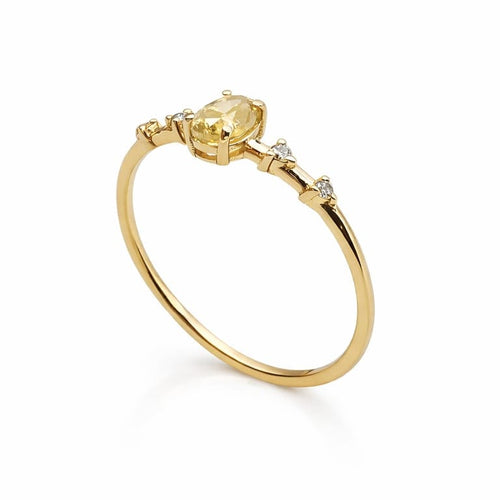 Bague 56 Bague solitaire en or jaune 18 carats et diamants fancy 58 Facettes Bague or et diamants fancy