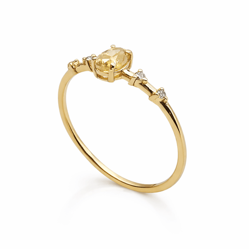 Bague 56 Bague solitaire en or jaune 18 carats et diamants fancy 58 Facettes Bague or et diamants fancy