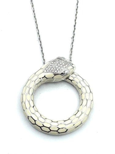 Collier Collier pendentif serpent en or jaune 18 carats, laque et diamants 58 Facettes 250268