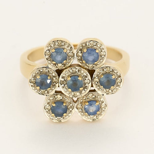 Bague 56 Bague er jaune et or blanc, diamants et saphirs 58 Facettes B260068