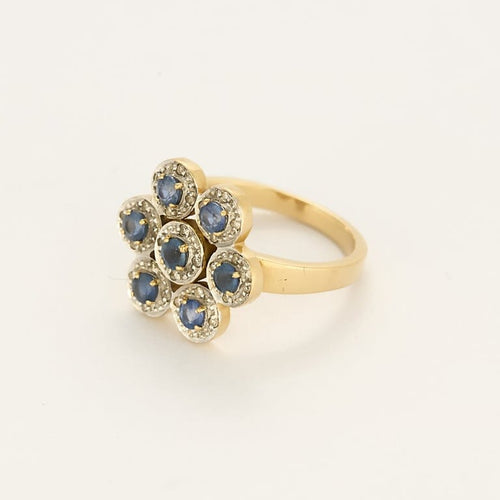Bague 56 Bague er jaune et or blanc, diamants et saphirs 58 Facettes B260068