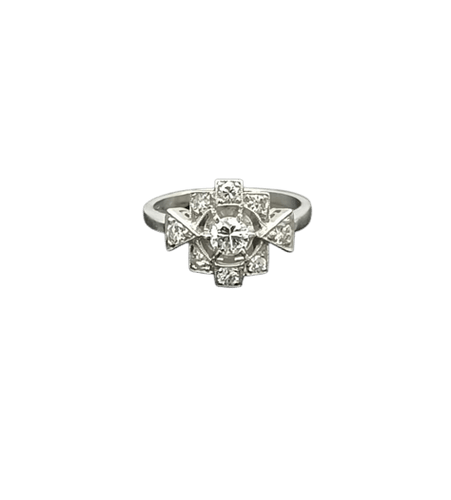 Bague 49 Bague Art déco en platine sertie de diamants 58 Facettes VALOIR/527