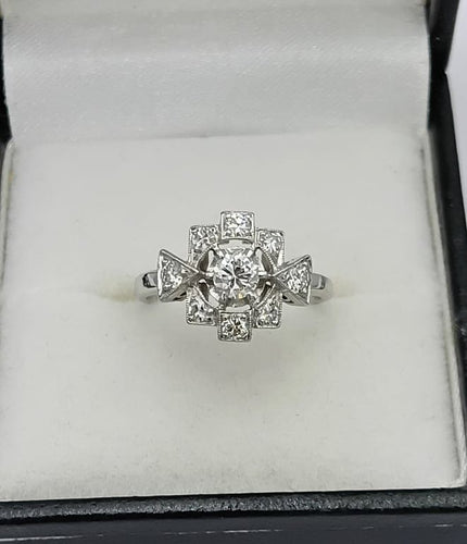 Bague 49 Bague Art déco en platine sertie de diamants 58 Facettes VALOIR/527