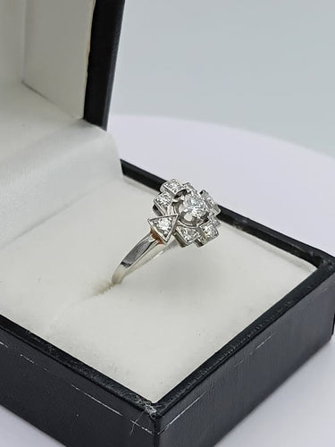 Bague 49 Bague Art déco en platine sertie de diamants 58 Facettes VALOIR/527