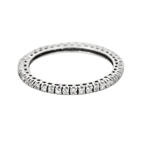 Bague 58 Alliance américaine or blanc 18k, diamants 0,40cts 58 Facettes GU170