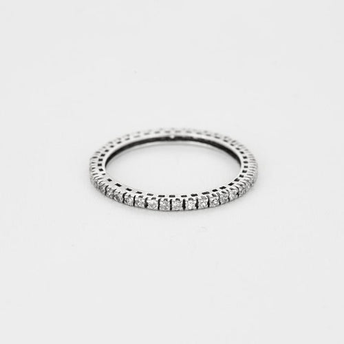 Bague 58 Alliance américaine or blanc 18k, diamants 0,40cts 58 Facettes GU170