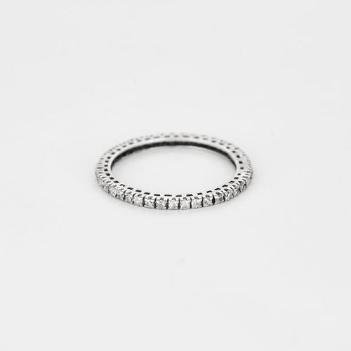 Bague 58 Alliance américaine or blanc 18k, diamants 0,40cts 58 Facettes GU170