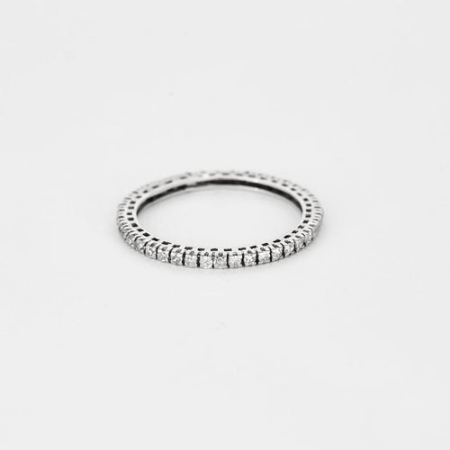 Bague 58 Alliance américaine or blanc 18k, diamants 0,40cts 58 Facettes GU170