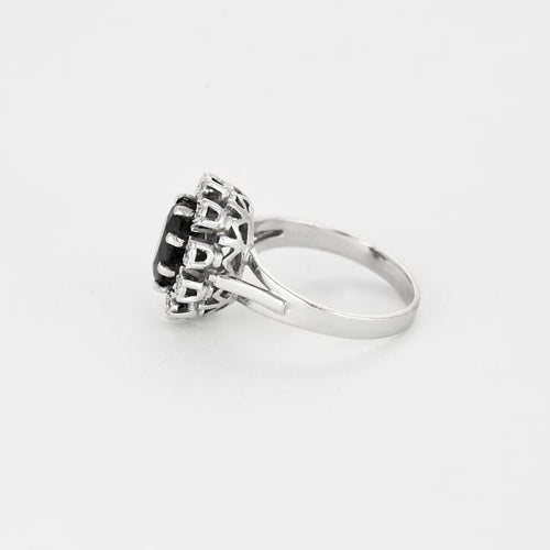 Bague 48 Bague marguerite or blanc, saphir 1,69ct et diamants 58 Facettes GU205