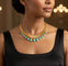 Collier Collier - Maillons géométriques articulés en or jaune 18 carats et turquoises 58 Facettes 250241