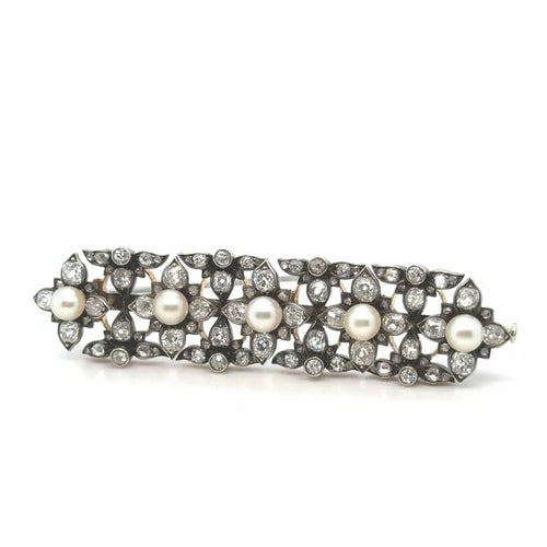 Broche Broche Napoléon III en or 18 carats, argent, diamants et perles 58 Facettes 1.0000582/1