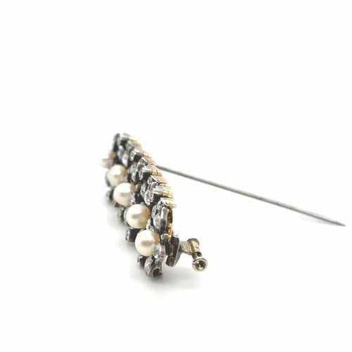 Broche Broche Napoléon III en or 18 carats, argent, diamants et perles 58 Facettes 1.0000582/1