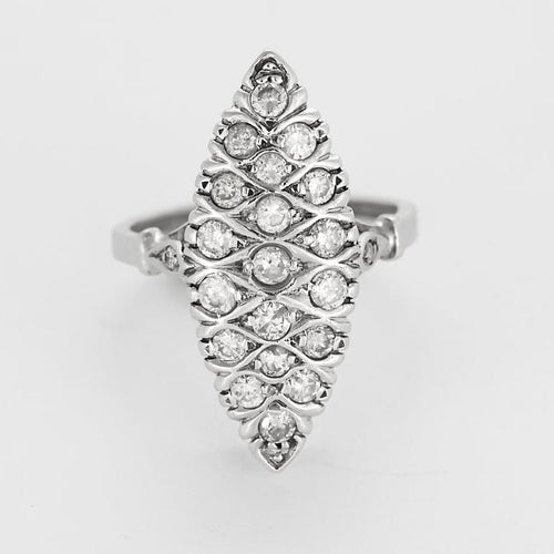 Bague 54 Bague marquise en or blanc 750 sertie de diamants 58 Facettes LP1289/