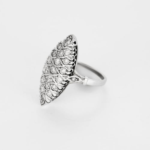 Bague 54 Bague marquise en or blanc 750 sertie de diamants 58 Facettes LP1289/