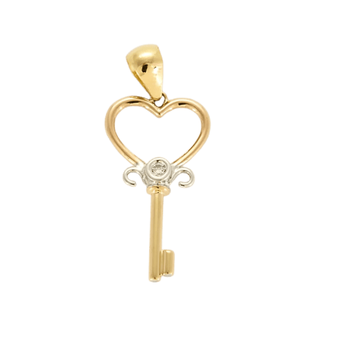 Pendentif PERMALE - Pendentif clé cœur en or jaune 750 et diamant 58 Facettes LP1335/