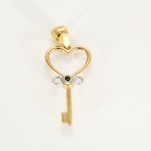 Pendentif PERMALE - Pendentif clé cœur en or jaune 750 et diamant 58 Facettes LP1335/