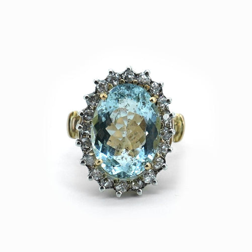 Bague 53.5 Bague Pompadour en or rose 18 carats et aigue-marine 58 Facettes Bague 129-1