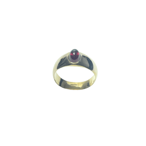 Bague 58.5 Bague en or jaune 18 carats avec cabochon rouge 58 Facettes 260099