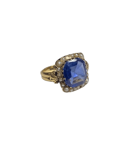 Bague 52 Bague en or jaune 18K avec saphir du Sri Lanka et perles (T52) 58 Facettes 250329