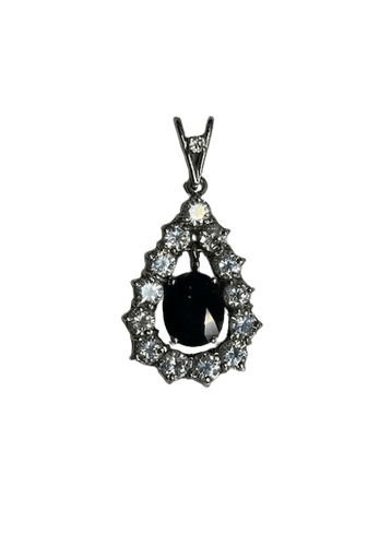 Pendentif Pendentif en or blanc 18K avec saphir et diamants 58 Facettes 190307