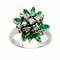 Bague 56 Bague fleur en or blanc 18 ct, diamants et émeraudes 58 Facettes 50258