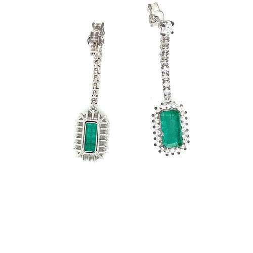 Boucles d'oreilles Années 1970 - Boucles d’oreilles en or blanc 18 ct, émeraudes et diamants 58 Facettes