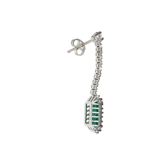 Boucles d'oreilles Années 1970 - Boucles d’oreilles en or blanc 18 ct, émeraudes et diamants 58 Facettes