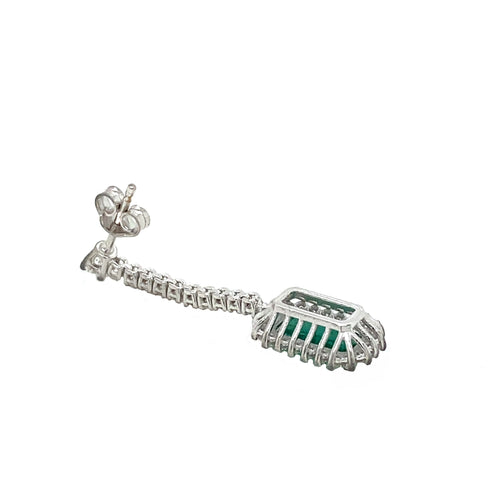 Boucles d'oreilles Années 1970 - Boucles d’oreilles en or blanc 18 ct, émeraudes et diamants 58 Facettes