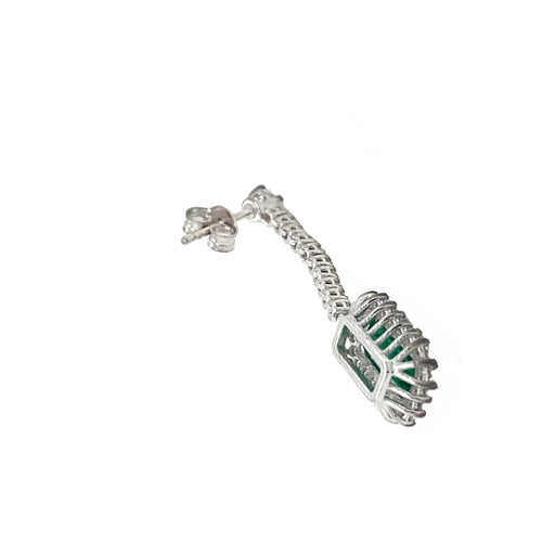 Boucles d'oreilles Années 1970 - Boucles d’oreilles en or blanc 18 ct, émeraudes et diamants 58 Facettes