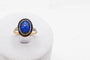 Bague 53 Bague cabochon en or jaune 750 et platine, saphir et diamants 58 Facettes 250101