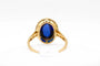 Bague 53 Bague cabochon en or jaune 750 et platine, saphir et diamants 58 Facettes 250101