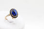 Bague 53 Bague cabochon en or jaune 750 et platine, saphir et diamants 58 Facettes 250101