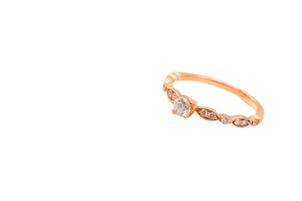 Bague 50 Bague solitaire en or rose 750 avec diamants 0,10 ct 58 Facettes 240315