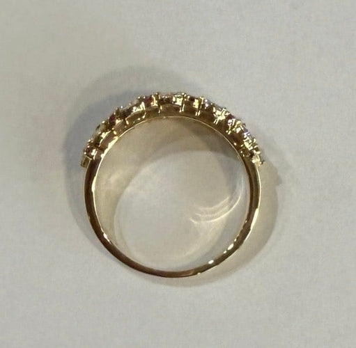 Bague 55 Bague anneau mosaïque en or jaune avec diamant navette et rubis 58 Facettes 414 50048