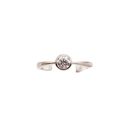 Bague 49 Bague solitaire serti clos en or blanc avec diamant 0,35 ct 58 Facettes 240328