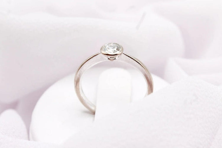 Bague 49 Bague solitaire serti clos en or blanc avec diamant 0,35 ct 58 Facettes 240328