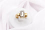 Bague 56 Bague rectangulaire pavée de diamants en or jaune et or blanc 58 Facettes 240043