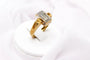 Bague 56 Bague rectangulaire pavée de diamants en or jaune et or blanc 58 Facettes 240043