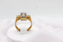 Bague 56 Bague rectangulaire pavée de diamants en or jaune et or blanc 58 Facettes 240043
