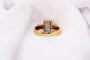 Bague 56 Bague rectangulaire pavée de diamants en or jaune et or blanc 58 Facettes 240043