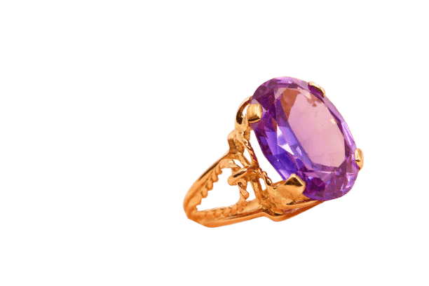 Bague 54 Bague motif corde en or jaune 750 sertie d’une améthyste 58 Facettes 250317