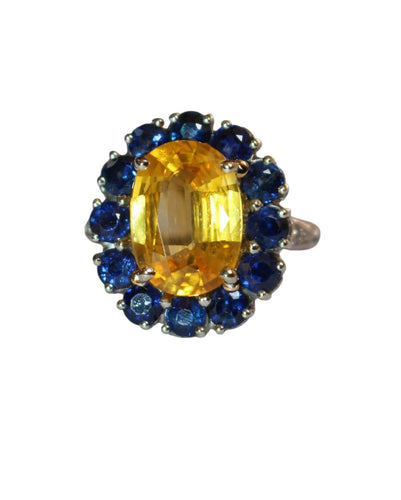 Bague 52 Bague marguerite saphir jaune en or blanc 18 carats 58 Facettes 609