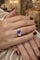 Bague 57 Bague en or blanc 18 carats, saphir bleu et diamants baguette 58 Facettes 50434