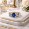 Bague 57 Bague en or blanc 18 carats, saphir bleu et diamants baguette 58 Facettes 50434