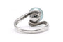 Bague 54 Bague contemporaine en or blanc 18 carats avec perle et diamants 8/8 58 Facettes 22662