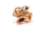 Bague 55 Bague Art nouveau en or jaune 18 carats avec rubis et diamants taille rose 58 Facettes 23142