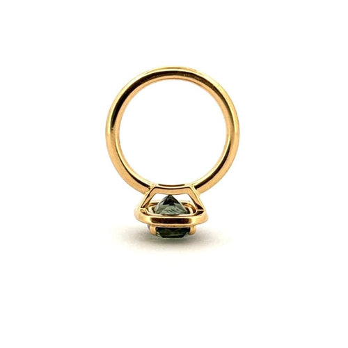 Bague 49 Compagnie des gemmes - Bague en or jaune 18 carats, saphir vert et diamants 58 Facettes Cdg