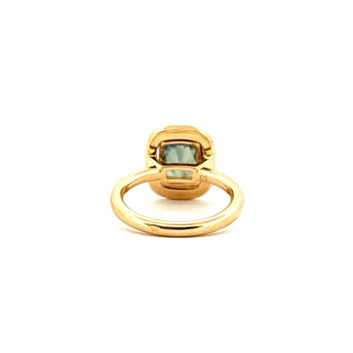 Bague 49 Compagnie des gemmes - Bague en or jaune 18 carats, saphir vert et diamants 58 Facettes Cdg